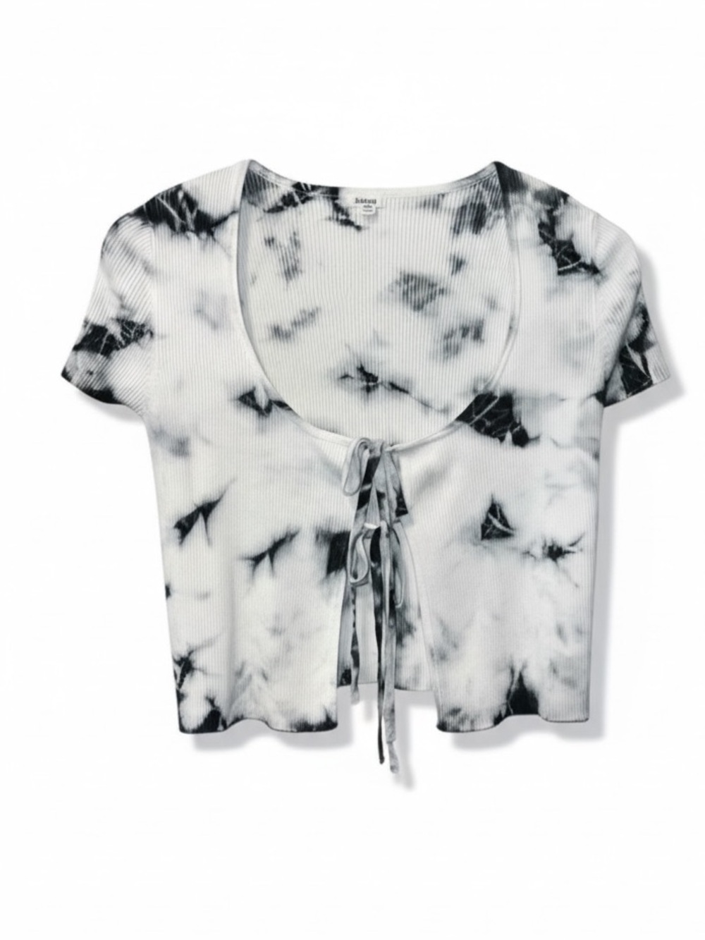 Garage White & Navy Tie-Dye Crop Top – Size Medium